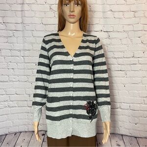 NWT New John Fashion Wool Blend Stripe Cardigan Size M